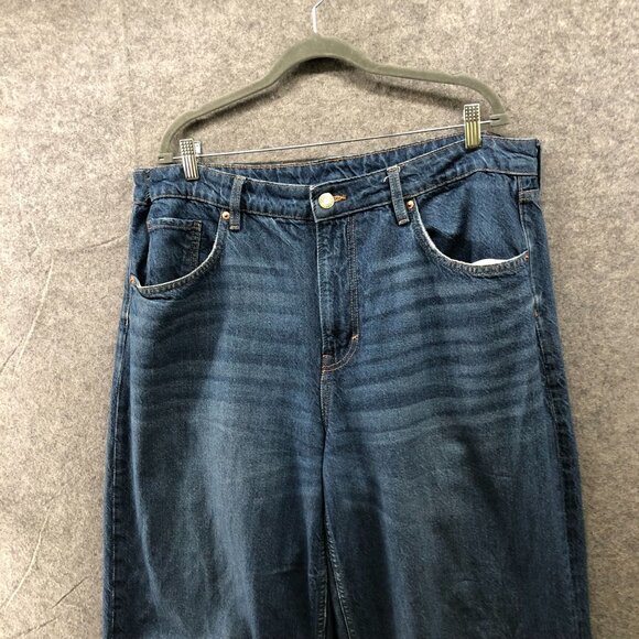 H&M Super Baggy Low Waist Jeans Womens 16 Blue Loose Fit Medium Wash Wide Leg - Picture 3 of 11